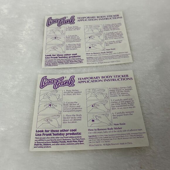 Vintage 90's Lisa Frank Temporary Body Sticker Sheet Lot Sea life Girl Power - Picture 6 of 7